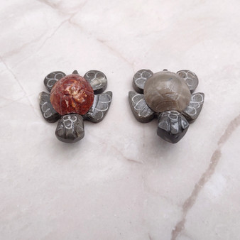 Natural Marble Stone Grey Sea Turtles (set of 2 stone figure approx. 2+ inches) Carved Marble Turtle Figurines for coastal home shelf decor! Natural Marble Stone Grey Sea Turtles (set of 2 stone figure approx. 2+ inches) Carved Marble Turtle Figurines for coastal home shelf decor!