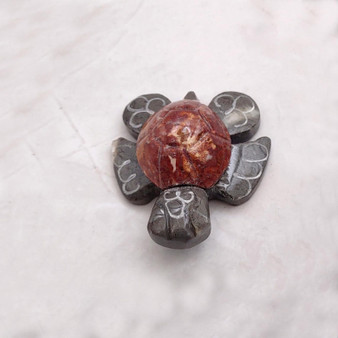 Natural Marble Stone Grey Sea Turtle (1 stone figure approx. 2+ inches) Carved Marble Turtle Figurine for coastal home décor & display!