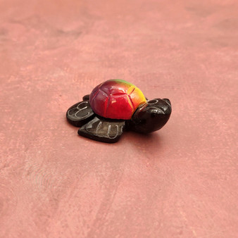 Painted Marble Stone Black Sea Turtle (1 stone figure approx. 2+ inches) Carved Colorful Turtle Figurine for collecting & decor! Copyright 2025 SeaShellSupply.com.