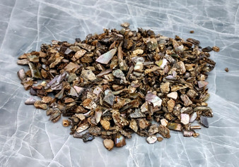 Pink Abalone Chips (1 pound, approx. 900-1,100 chips .25 - .5 inches). different shell chips in a big pile, ranging size and shape. Copyright 2022 SeaShellSupply.com.

