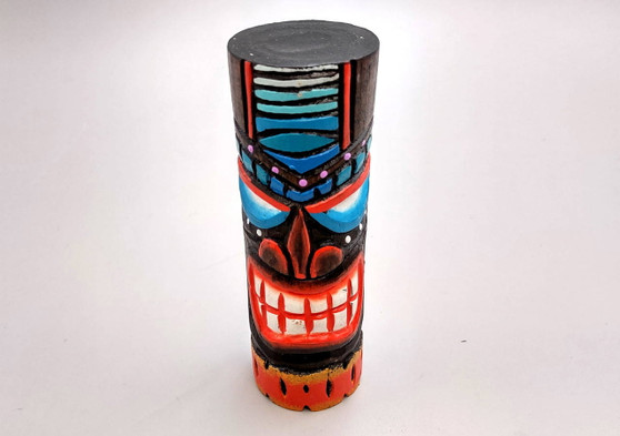 Tropical Tiki Face Totem Painted Lines Dots (1 pole approx. 6 inches tall) Painted Tiki Face Totem Pole for colorful island home decor!