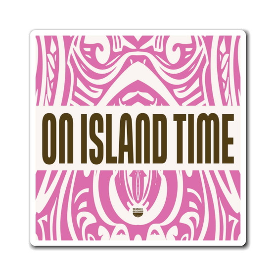 Island Time Tiki Square Magnet (Indoor Vinyl Beach Magnet By Seashell Mart And Emporium) - 3 sizes