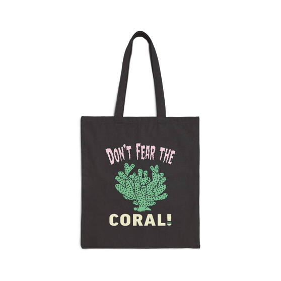 Don't Fear The Coral Canvas Tote (Natural Cotton Canvas Tote Bag by Seashell Mart & Emporium)