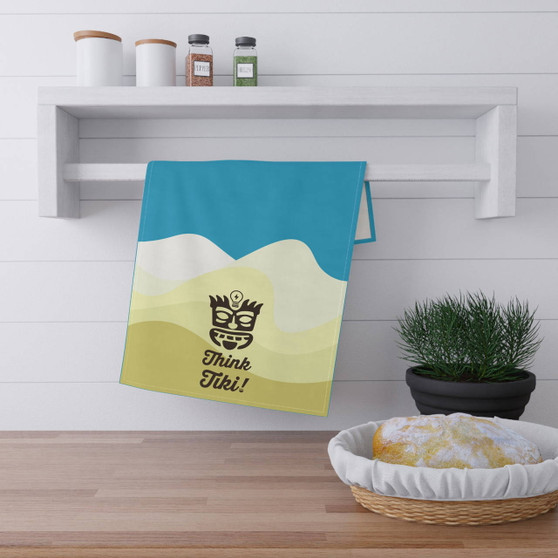 Think Tiki! Wave Pattern Poly or Cotton Tea Towel (18x30 inch Poly or Cotton Tea Towel by Seashell Mart & Emporium)