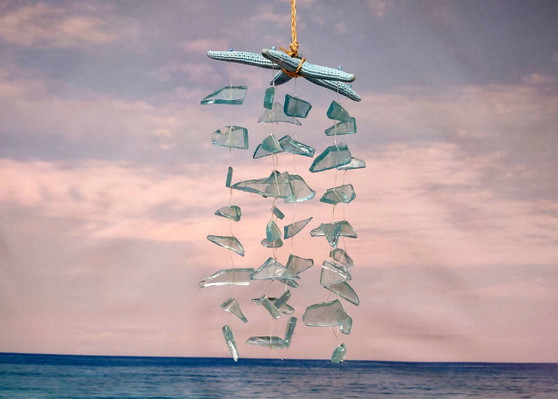 Ocean Blue Starfish Beach Glass Wind Chime Chandelier (1 chime approx. 8 x 4 inches) Starfish Seaglass Wind Chime for coastal home décor! Copyright 2025 SeaShellSupply.com.