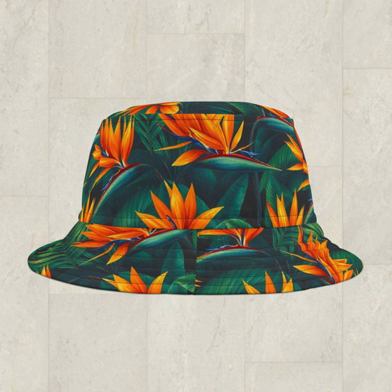 Vibrant Bird Of Paradise Floral Bucket Hat, Tropical Sun Hat, Bohemian Headwear, Summer Accessory, Beachwear, Festival Fashion - Large Sizes Available