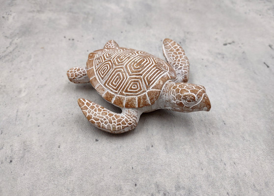 Brown Sea Turtle Figurine Weathered Resin (1 turtle approx. 3.75+ inches) Brown White Sea Turtle Statue for beach home decor & display!