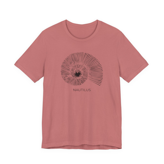 Black Nautilus Graphic Tee (Nutilus Shell Shirt, Comfortable Beach Wear, Gift for Shell Enthusiasts, Seashell Apparel, Eco-friendly Fashion) - 6 Color