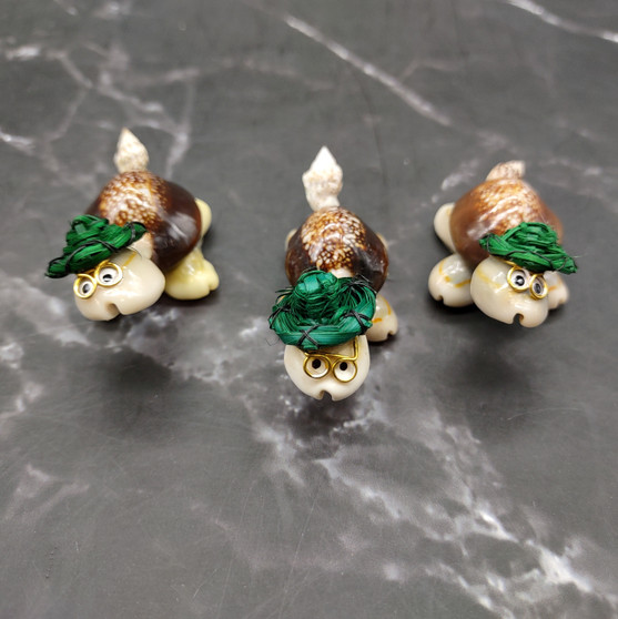 Cowrie Shell Sea Turtle Figurines Green Hat (3 figures approx. 2+ inches) Cute Cowrie Seashell Sea Turtles for gifts decor & display! Copyright 2025 SeaShellSupply.com Cowrie Shell Sea Turtle Figurines Green Hat (3 figures approx. 2+ inches) Cute Cowrie Seashell Sea Turtles for gifts decor & display! Copyright 2025 SeaShellSupply.com