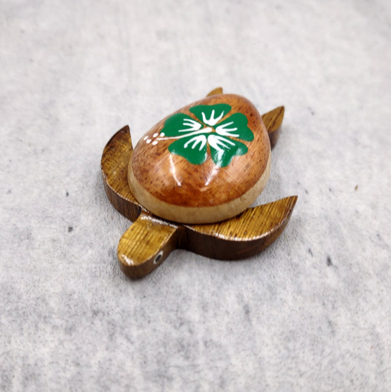 Wooden Sea Turtle Magnet Green Hibiscus Flower (1 magnet approx. 2+ inches) Wood Sea Turtle Magnet gift for fridges cabinets doors! Copyright 2025 SeaShellSupply.com.