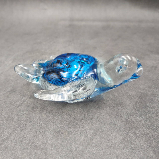 Glass Sea Turtle Figurine Blue Swirl (1 figure approx. 4.5 inches long) Blue Glass Sea Turtle for coastal home decor charm & collecting! Copyright 2025 SeaShellSupply.com.