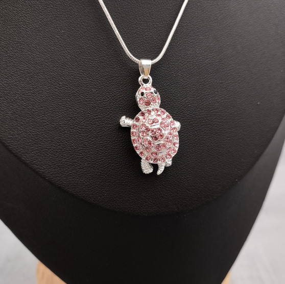 Purple Sea Turtle Necklace Silver Rhinestone Pendant (approx. 16+ inches AROUND) Plum Colored Sea Turtle Jewelry gift for ocean life lovers! Copyright 2025 SeaShellSupply.com.