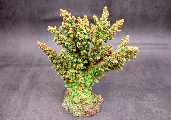 Green FAUX Branch Coral - Acropora Florida - (1 Fake Coral approx. 7.5Tx7Wx2D inches) on light background. Copyright 2024 SeaShellSupply.com.