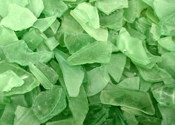 Beach Glass Coke Bottle Green Rough Medium Tumbled (approx. 10 pounds 0.5-1+ inches) Copyright 2025 Seashellsupply.com.