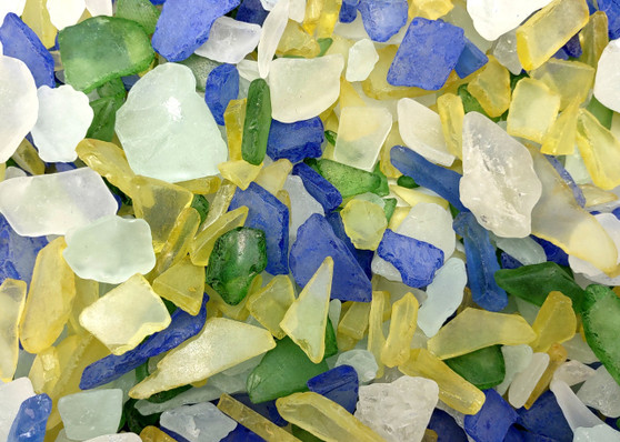 Beach Sea Glass Rough Atlantic Mix Medium Tumbled (approx. 10 pounds 0.5-1+ inches) Man made tumbled rough sea glass fragments. Copyright 2024 seashellsupply.com