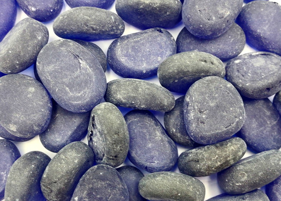 Beach Glass Blue Violet Frosted Rounded Tumbled Pebbles (approx. 1 Kilogram 1-1.5+ inches) Man Made Sea Glass pebbles for vases arts & crafts! Copyright 2025 SeaShellSupply.com.