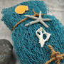 Green Blue Fishing Net Recycled Commercial (1 net approx. 4x10+ feet) Sustainable Clean Used Teal Fish Netting for decoration & parties!