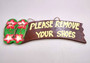Beach Sign Tiki Please Remove Your Shoes Painted Wood (1 sign approx. 5x15 inches) Tiki Island Shoes Home Sign for hanging wall decoration!