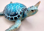 Blue Sea Turtle Figurine Painted Resin (1 turtle approx. 4+ inches long) Blue Painted Resin Sea Turtle Figure for coastal home décor!