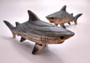 Great White Shark Figurine Wood Grain Resin (1 shark approx. 6+ inch) Brown Blue Wood Grain Shark figure for beach home décor & display!