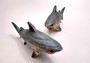 Great White Shark Figurine Wood Grain Resin (1 shark approx. 6+ inch) Brown Blue Wood Grain Shark figure for beach home décor & display!