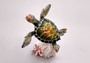 Green Sea Turtle Figurine on Coral Painted Resin (1 turtle approx. 5+ inches) Green Painted Resin Turtle Figure for coastal home décor! Copyright 2025 SeaShellSupply.com.