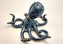 Ceramic Octopus Figurine Dark Blue Black Speckled (1 octopus approx. 6+ inch diameter) Blue Octopus statue for coastal home décor & display.