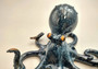 Ceramic Octopus Figurine Dark Blue Black Speckled (1 octopus approx. 6+ inch diameter) Blue Octopus statue for coastal home décor & display.