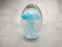 Jellyfish Glass Egg Light Blue Paperweight Glow In The Dark (1 figurine approx. 4.5 inches tall) Large Glass Sea Jellies make great gifts!