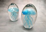 Jellyfish Glass Egg Light Blue Paperweight Glow In The Dark (1 figurine approx. 4.5 inches tall) Large Glass Sea Jellies make great gifts!