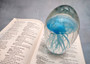 Jellyfish Glass Egg Light Blue Paperweight Glow In The Dark (1 figurine approx. 4.5 inches tall) Large Glass Sea Jellies make great gifts!