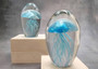 Jellyfish Glass Egg Light Blue Paperweight Glow In The Dark (1 figurine approx. 4.5 inches tall) Large Glass Sea Jellies make great gifts!