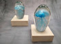 Jellyfish Glass Egg Light Blue Paperweight Glow In The Dark (1 figurine approx. 4.5 inches tall) Large Glass Sea Jellies make great gifts!