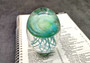 Jellyfish Glass Egg Green Blue Paperweight Glow In The Dark (One orb approx. 3.5 inches tall) Glass Sea Jellies statuettes make great gifts!