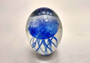 Jellyfish Glass Egg Deep Blue Paperweight Glow In The Dark (1 figurine approx. 4 inches tall) Glass Jellyfish statuette a unique ocean gift!