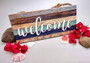 Beach Sign Welcome Colorful Weathered Painted Wood (1 sign approx. 10 inches long) Welcome To The Beach Sign coastal home wall decoration!