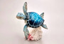 Blue Sea Turtle Figurine on Coral Painted Resin (1 turtle approx. 5+ inches) Blue Painted Resin Turtle on Coral for coastal home décor!