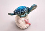 Blue Sea Turtle Figurine on Coral Painted Resin (1 turtle approx. 5+ inches) Blue Painted Resin Turtle on Coral for coastal home décor!