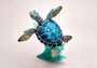 Blue Sea Turtle Figurine on Wave Painted Resin (1 turtle approx. 5+ inches) Blue Painted Resin Turtle on Wave for coastal home décor!