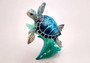 Blue Sea Turtle Figurine on Wave Painted Resin (1 turtle approx. 5+ inches) Blue Painted Resin Turtle on Wave for coastal home décor!