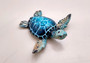 Blue Sea Turtle Figurine Painted Resin (One figure approx. 3+ inches long) Blue Painted Resin Sea Turtle Figure for coastal home décor!