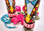Tropical Tiki Face Totem Painted Bird (1 pole approx. 6 inches tall) Painted Tiki Face Totem Pole for colorful island home decor!