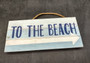 Beach Sign To The Beach Weathered Painted Wood (1 sign approx. 10 inches long) Beach Arrow Sign for coastal home entryway wall decoration!
