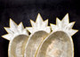 Gold Edged Pineapple Capiz Shell Tray (One shell dish approx. 9.75 inches) Decorative shell dish adding a tropical touch to any space!