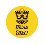 Think Tiki Mask Round Sticker (Premium Vinyl Beach Sticker By Seashell Mart And Emporium) - 5 sizes