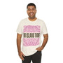 On Island Time Tiki Style Shirt Pink and Brown (Unisex Jersey Short Sleeve Tee By Seashell Mart And Emporium) - 5 colors