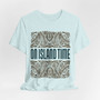 On Island Time Tiki Style Shirt Navy and Brown (Unisex Jersey Short Sleeve Tee By Seashell Mart And Emporium) - 5 colors