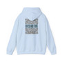 On Island Time Tiki Style Hoodie Navy and Brown (Unisex Heavy Blend Hooded Sweatshirt By Seashell Mart And Emporium)
