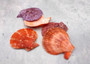 Scallop Seashell Halves Red Yellow Purple Pecten Nobilis (5 shell halves approx. 2.25+ inches) Copyright 2025 SeaShellSupply.com.