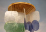 Blue Green White Capiz Shell Wind Chime (1 chime approx. 18 x 5 inches) Blue Green White Capiz Shell Wind Chime for coastal home decoration!